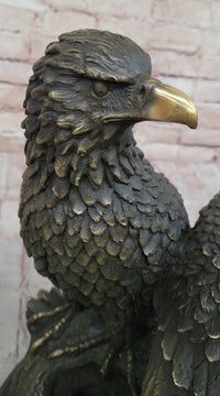 Juvenile American Bald Eagles Bronze Sculpture on Marble Base