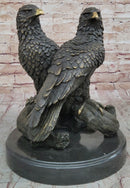 Juvenile American Bald Eagles Bronze Sculpture on Marble Base