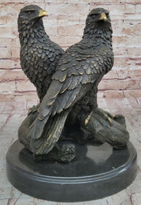 Juvenile American Bald Eagles Bronze Sculpture on Marble Base
