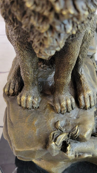 Howling Wolf Bronze Casting on Marble Base by Milo