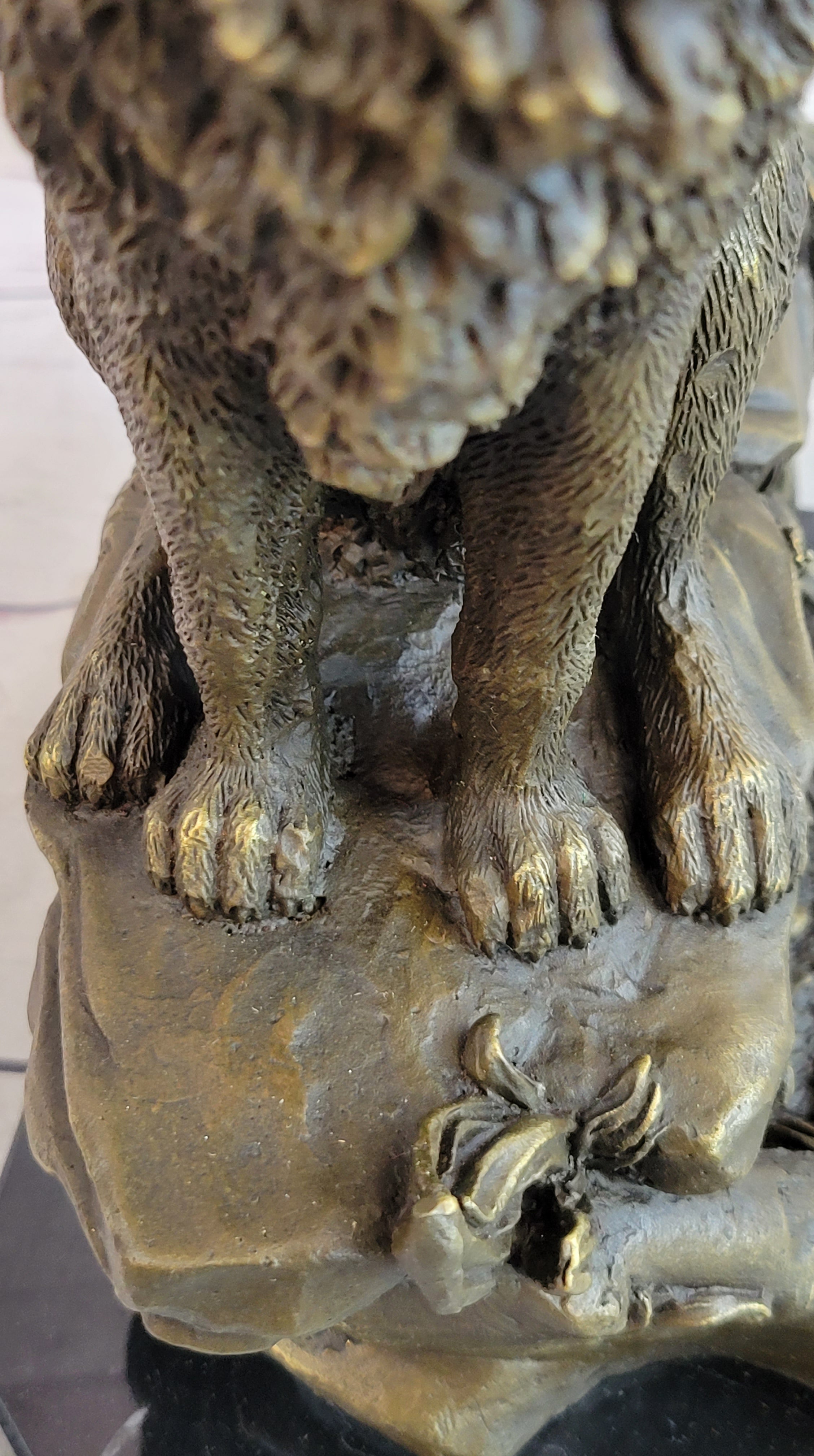 Howling Wolf Bronze Casting on Marble Base by Milo