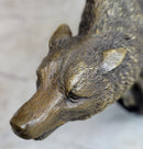 Signed Howling Wolf to the Moon Bronze Sculpture Marble Base