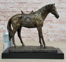 Large Loving Horse with Saddle Western Cowboy Bronze Sculpture