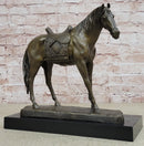 Large Loving Horse with Saddle Western Cowboy Bronze Sculpture