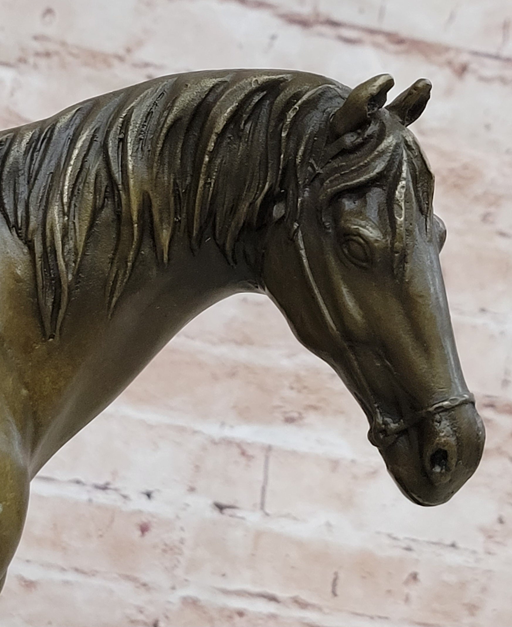 Large Loving Horse with Saddle Western Cowboy Bronze Sculpture