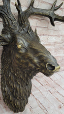 Mounted Elk Deer Bust Head Stag Antlers Buck Bronze Sculpture