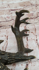 Mounted Elk Deer Bust Head Stag Antlers Buck Bronze Sculpture
