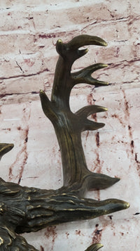 Mounted Elk Deer Bust Head Stag Antlers Buck Bronze Sculpture