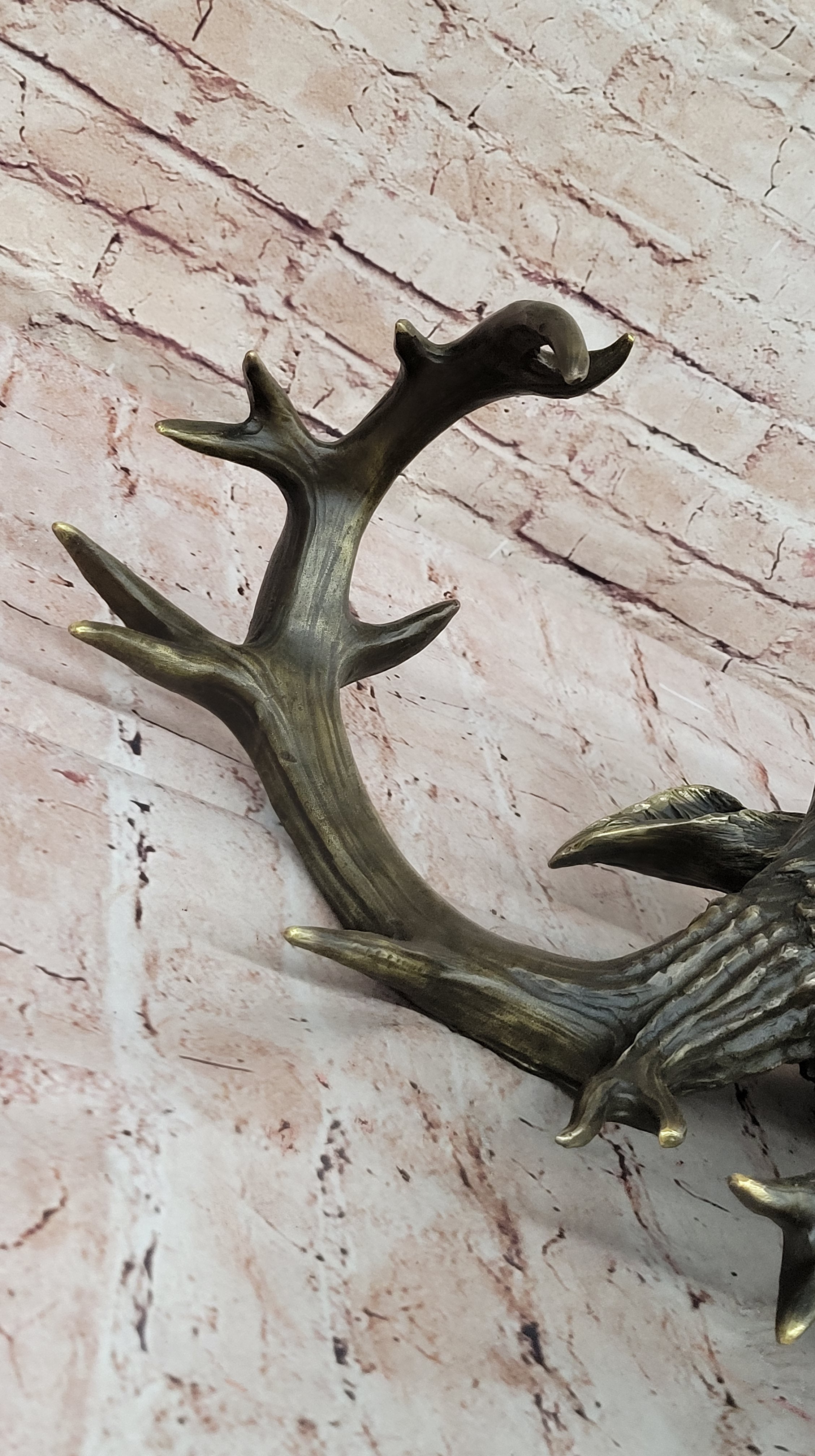 Mounted Elk Deer Bust Head Stag Antlers Buck Bronze Sculpture