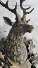 Deer Buck Stag Wall Mounted Bust Coat of Arms Bronze Sculpture