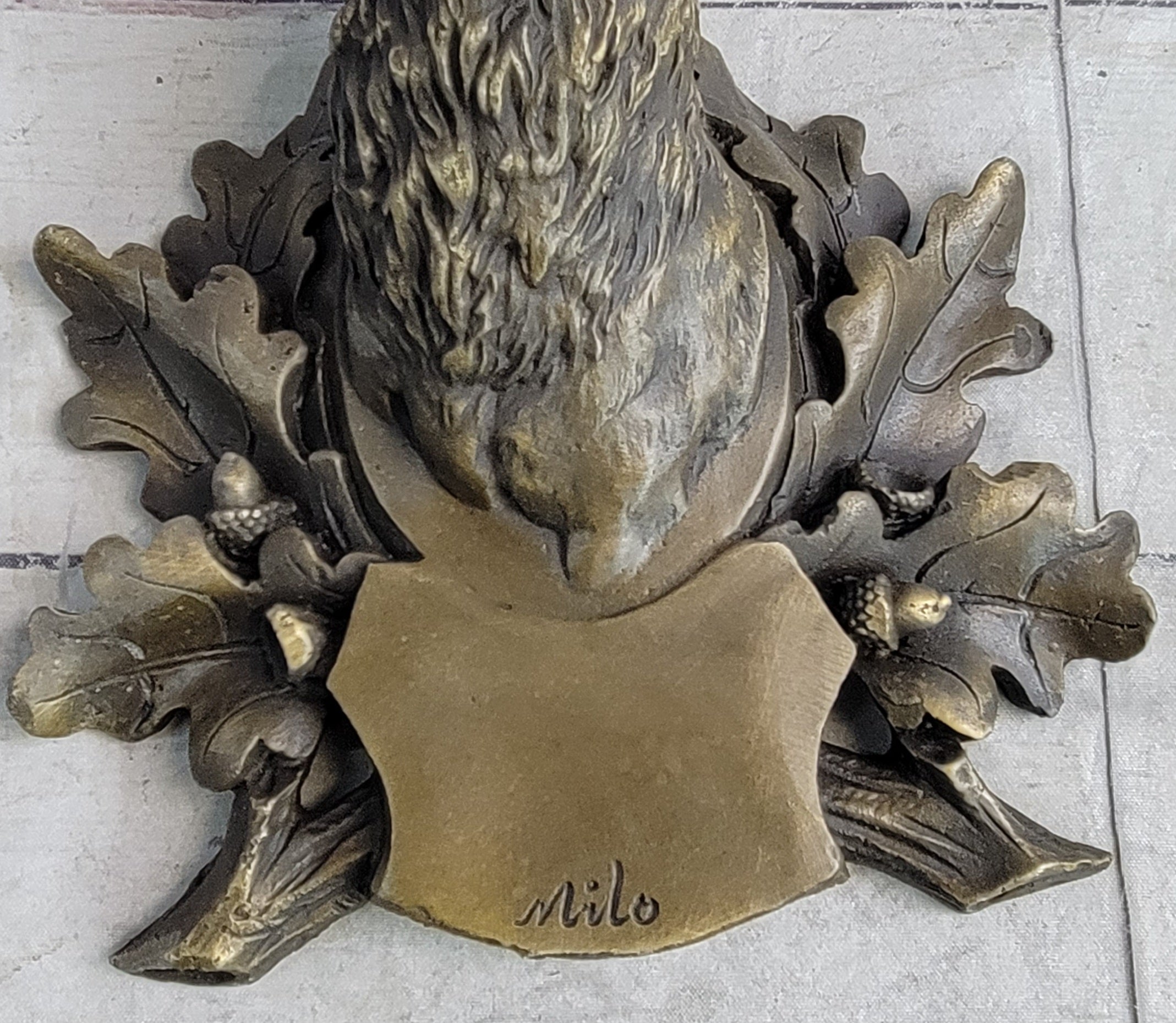 Deer Buck Stag Wall Mounted Bust Coat of Arms Bronze Sculpture