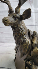 Deer Buck Stag Wall Mounted Bust Coat of Arms Bronze Sculpture