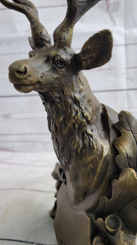 Deer Buck Stag Wall Mounted Bust Coat of Arms Bronze Sculpture