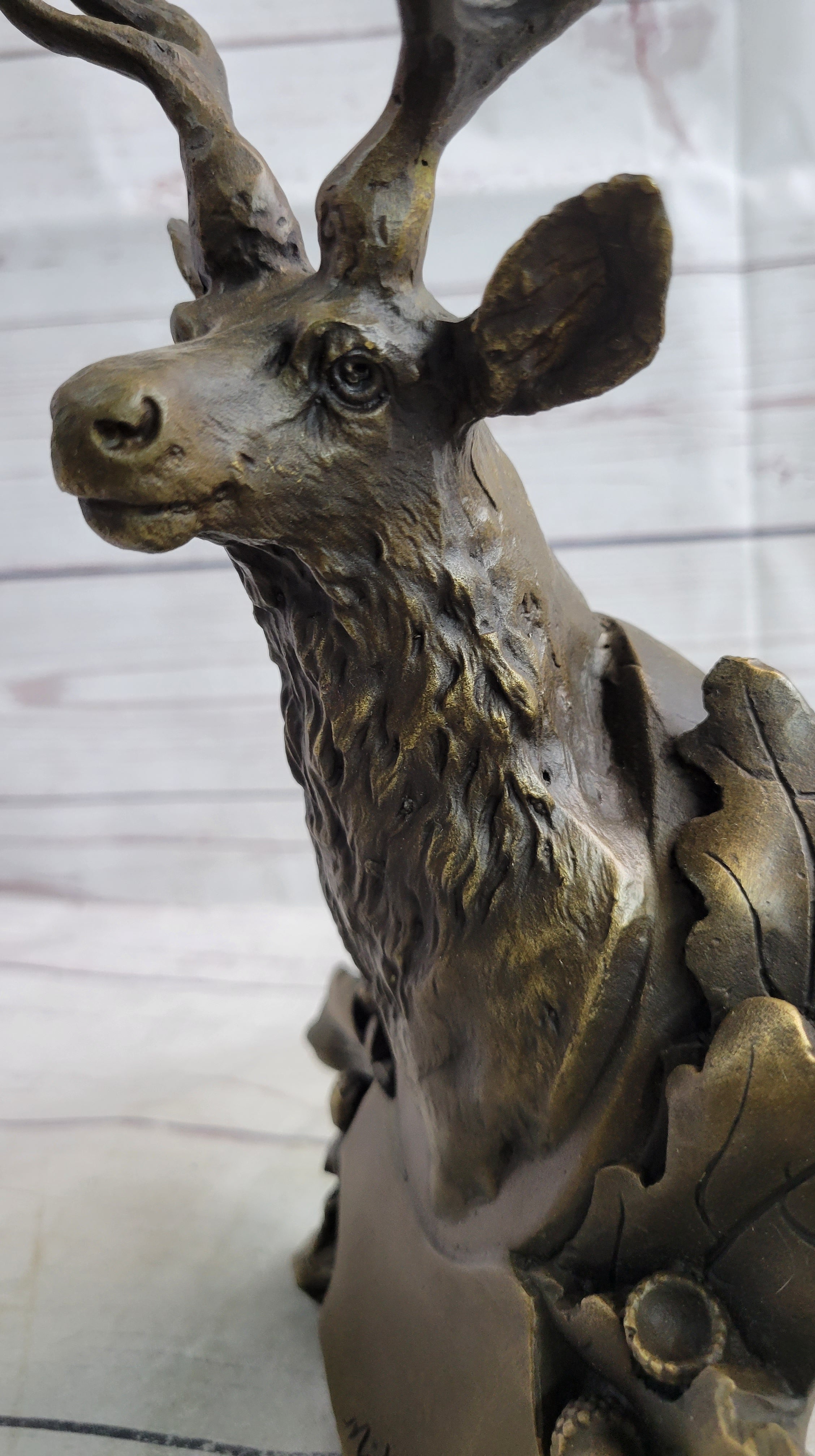Deer Buck Stag Wall Mounted Bust Coat of Arms Bronze Sculpture