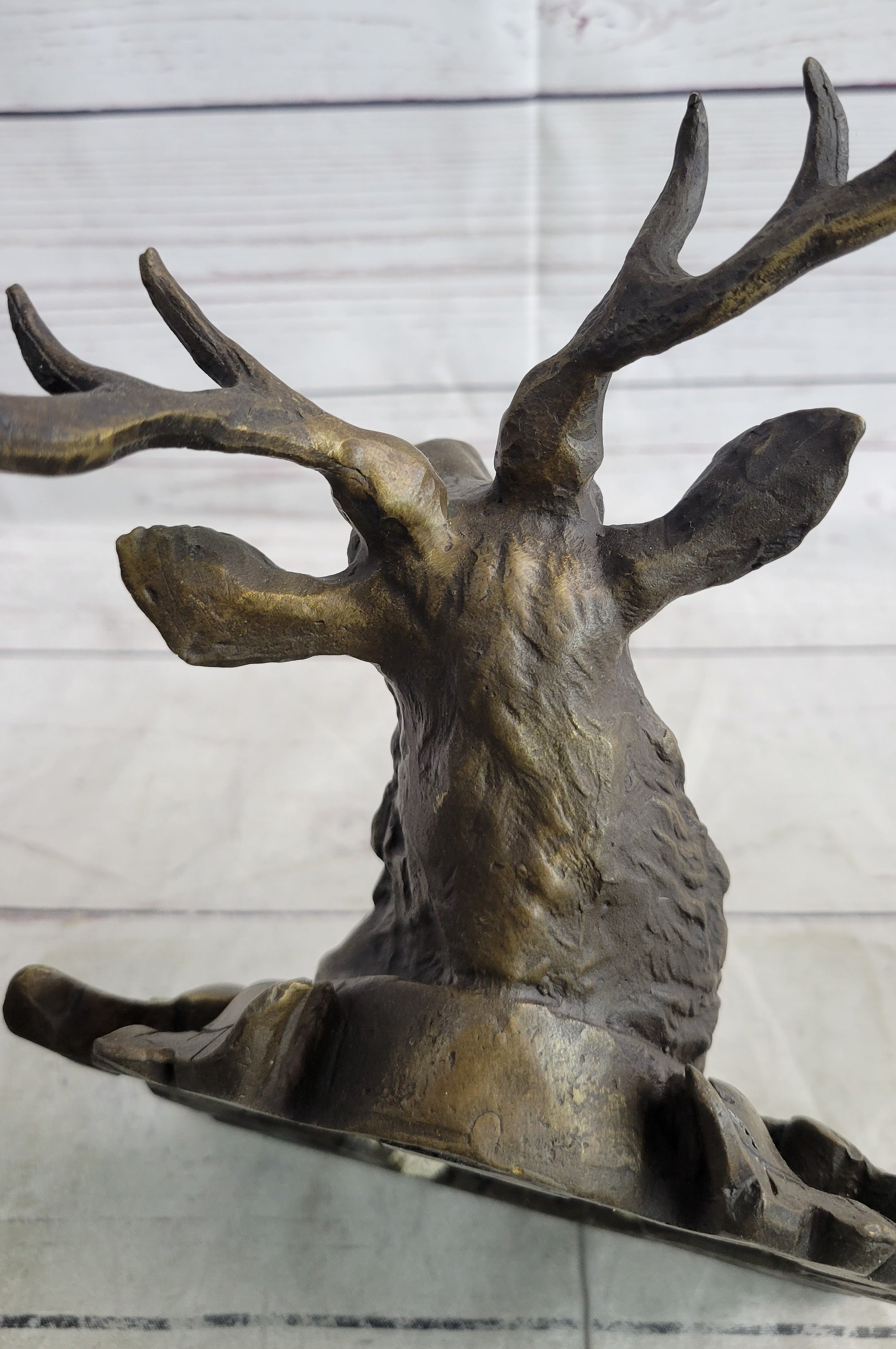 Deer Buck Stag Wall Mounted Bust Coat of Arms Bronze Sculpture