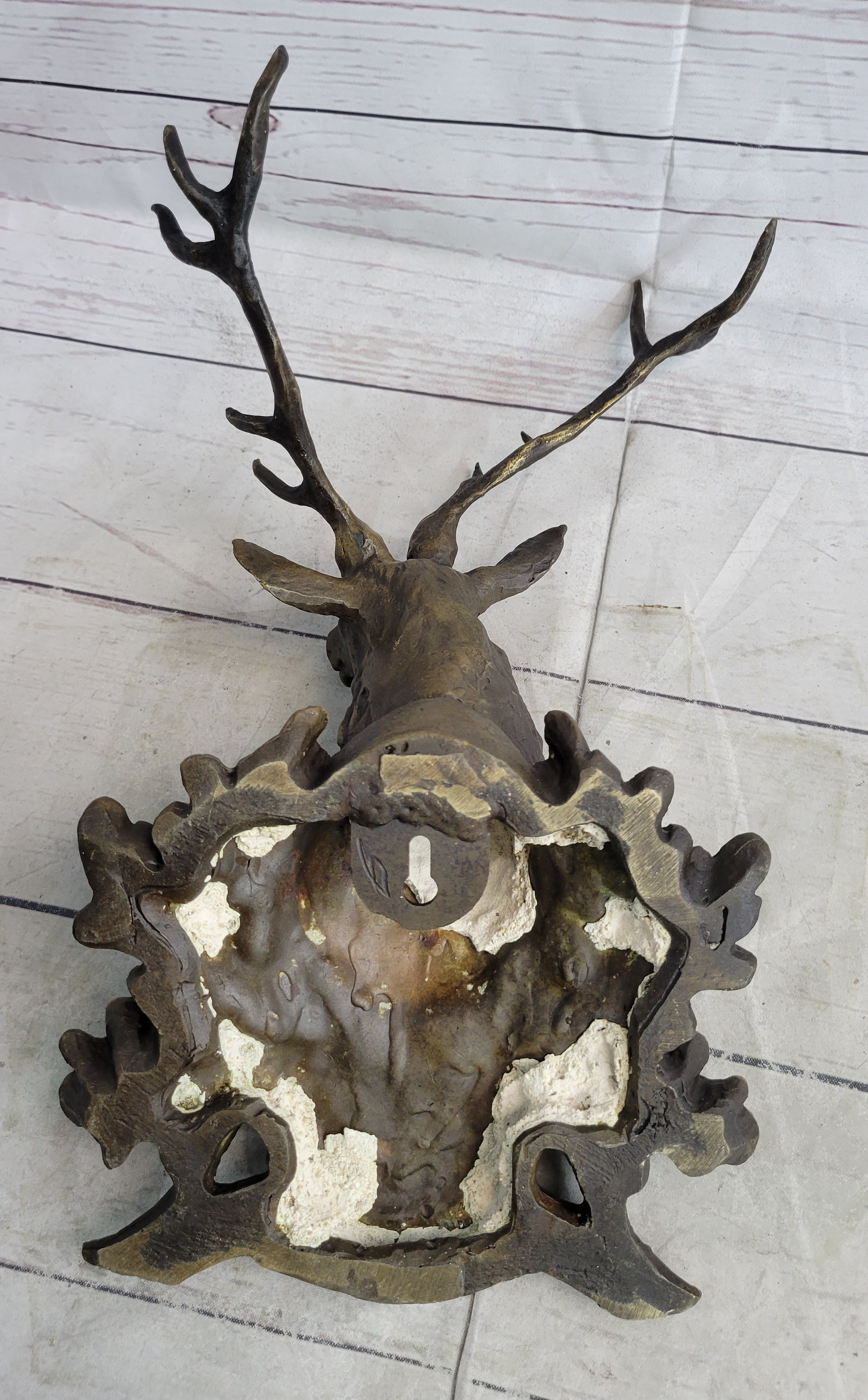 Deer Buck Stag Wall Mounted Bust Coat of Arms Bronze Sculpture
