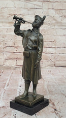 Military Soldier with Bugle Bronze on Marble Base - Army Trumpeter