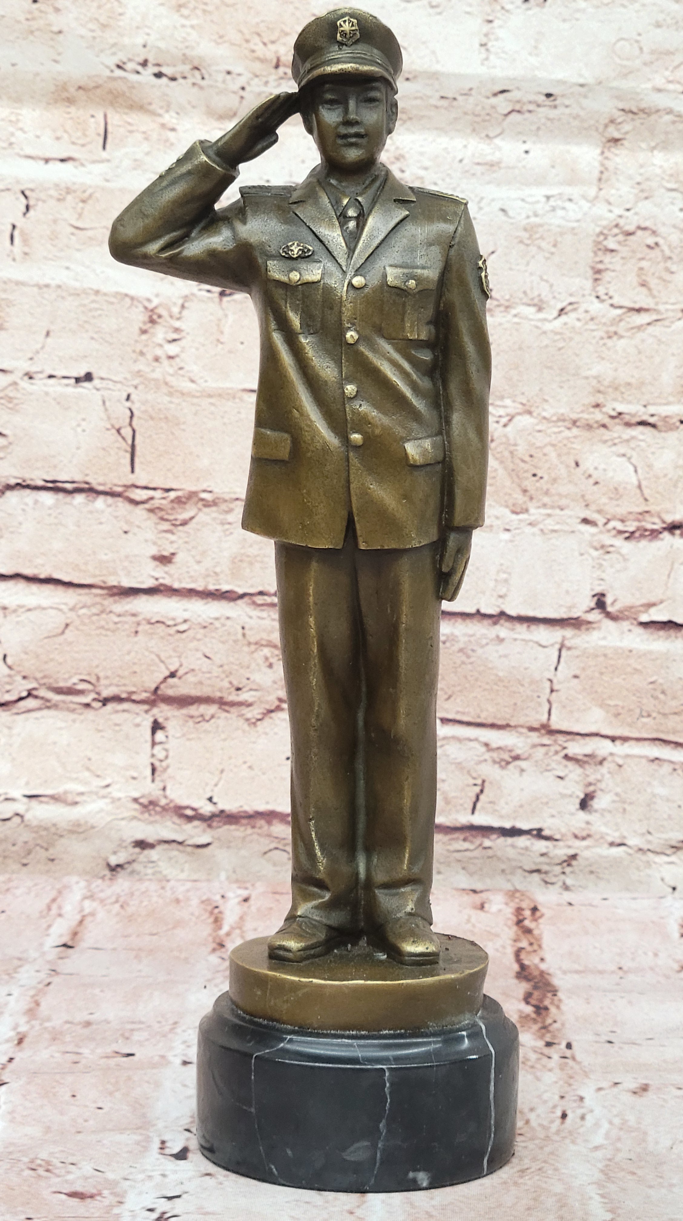 Bronze Saluting Soldier – Military or Police Officer Sculpture