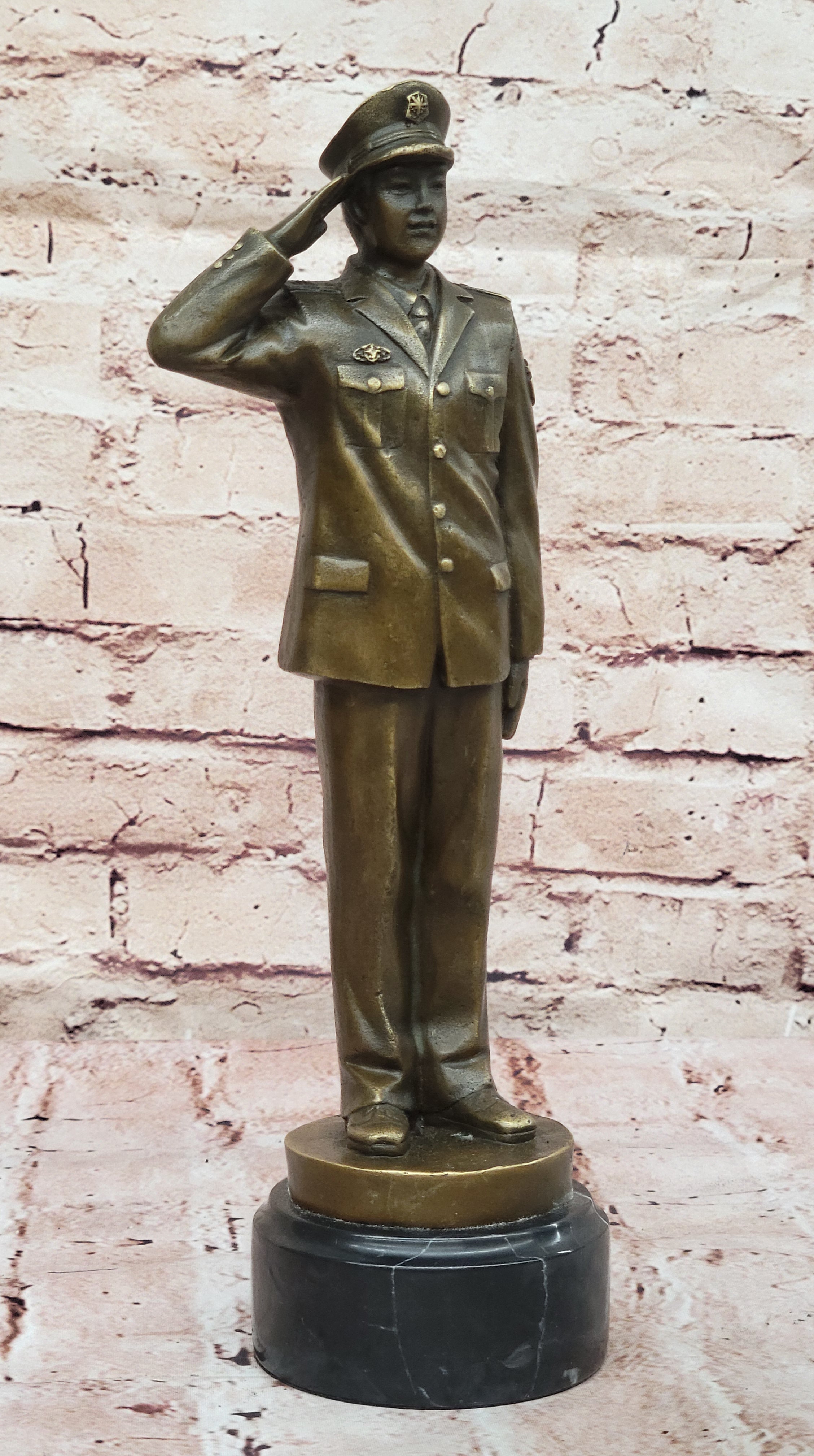 Bronze Saluting Soldier – Military or Police Officer Sculpture