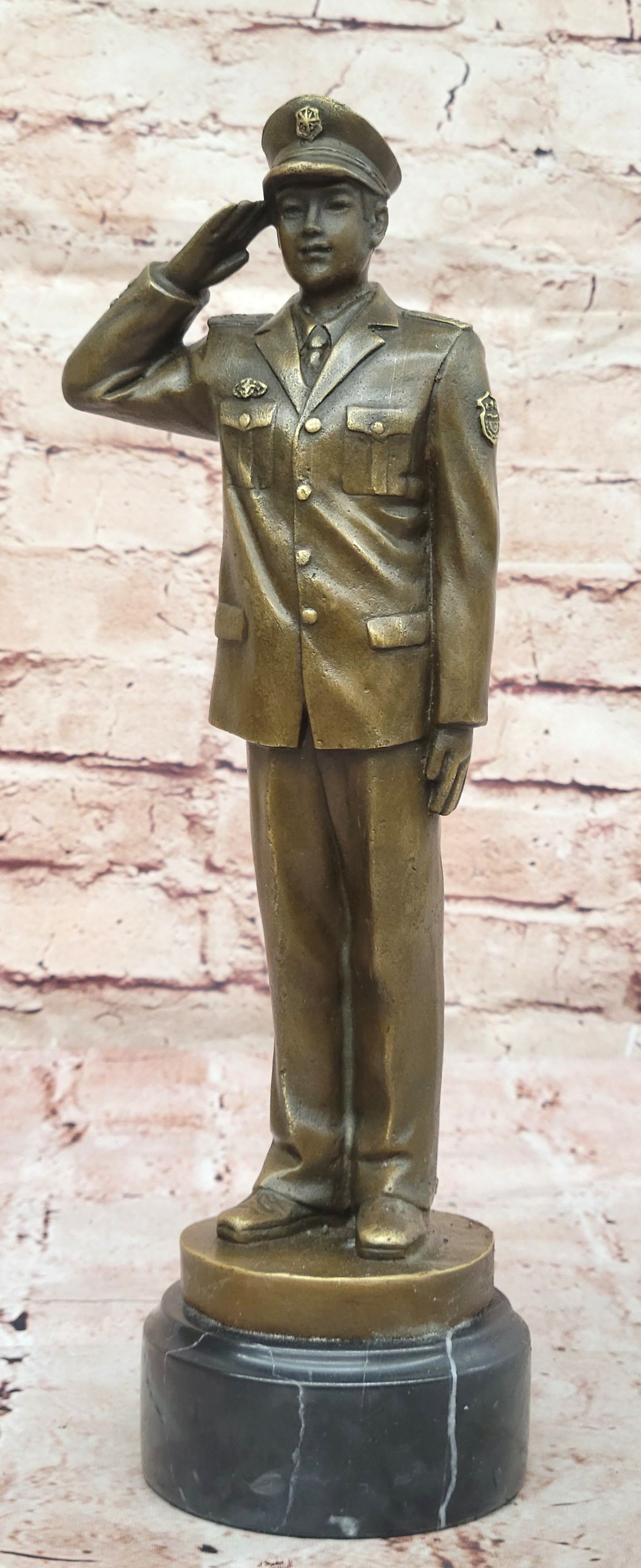Bronze Saluting Soldier – Military or Police Officer Sculpture