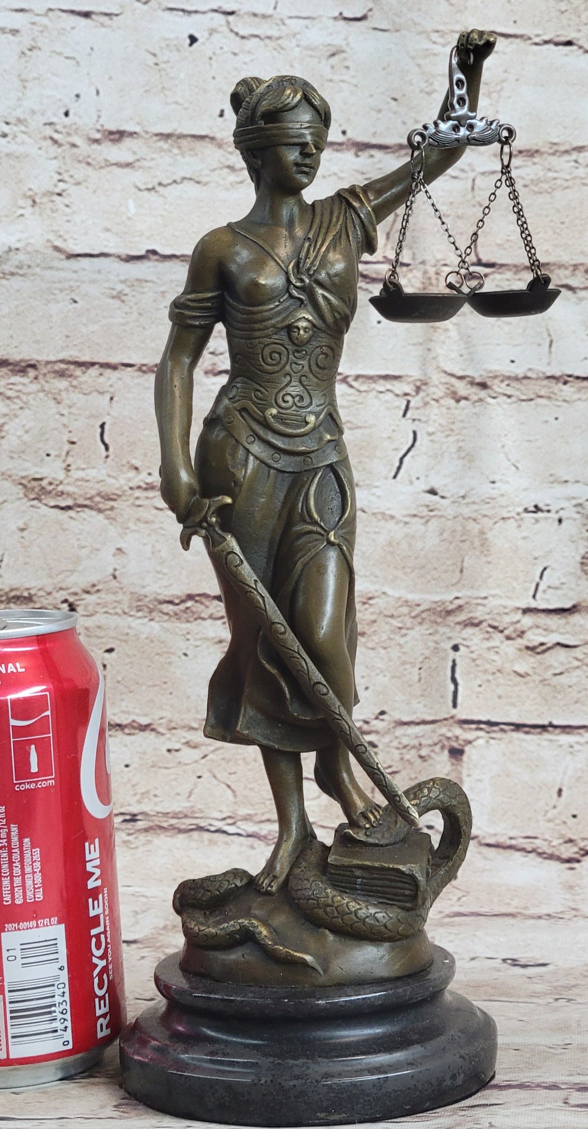 Bronze Blind Lady of Justice Scales Law Lawyer Attorney Office Statue Sculpture