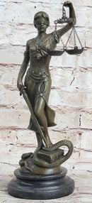 Bronze Blind Lady of Justice Scales Law Lawyer Attorney Office Statue Sculpture