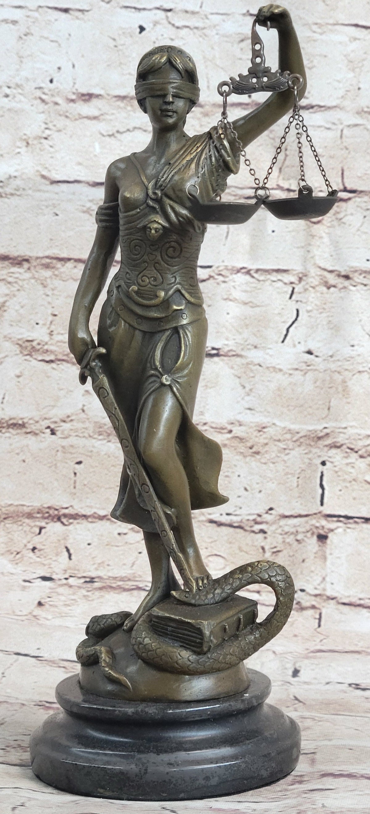 Bronze Blind Lady of Justice Scales Law Lawyer Attorney Office Statue Sculpture