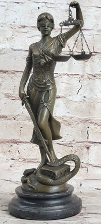 Bronze Blind Lady of Justice Scales Law Lawyer Attorney Office Statue Sculpture