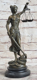 Bronze Blind Lady of Justice Scales Law Lawyer Attorney Office Statue Sculpture