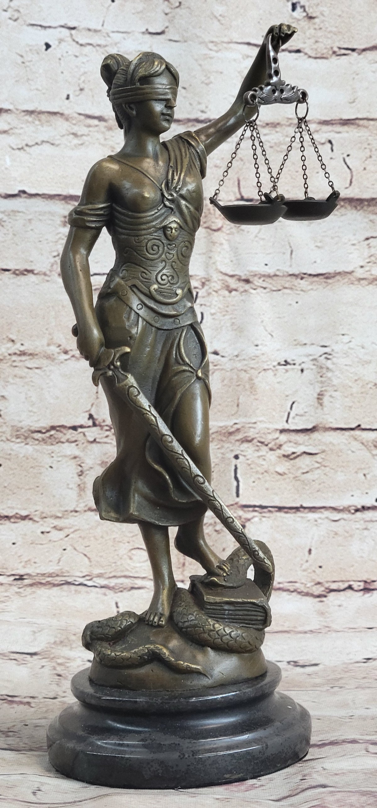 Bronze Blind Lady of Justice Scales Law Lawyer Attorney Office Statue Sculpture