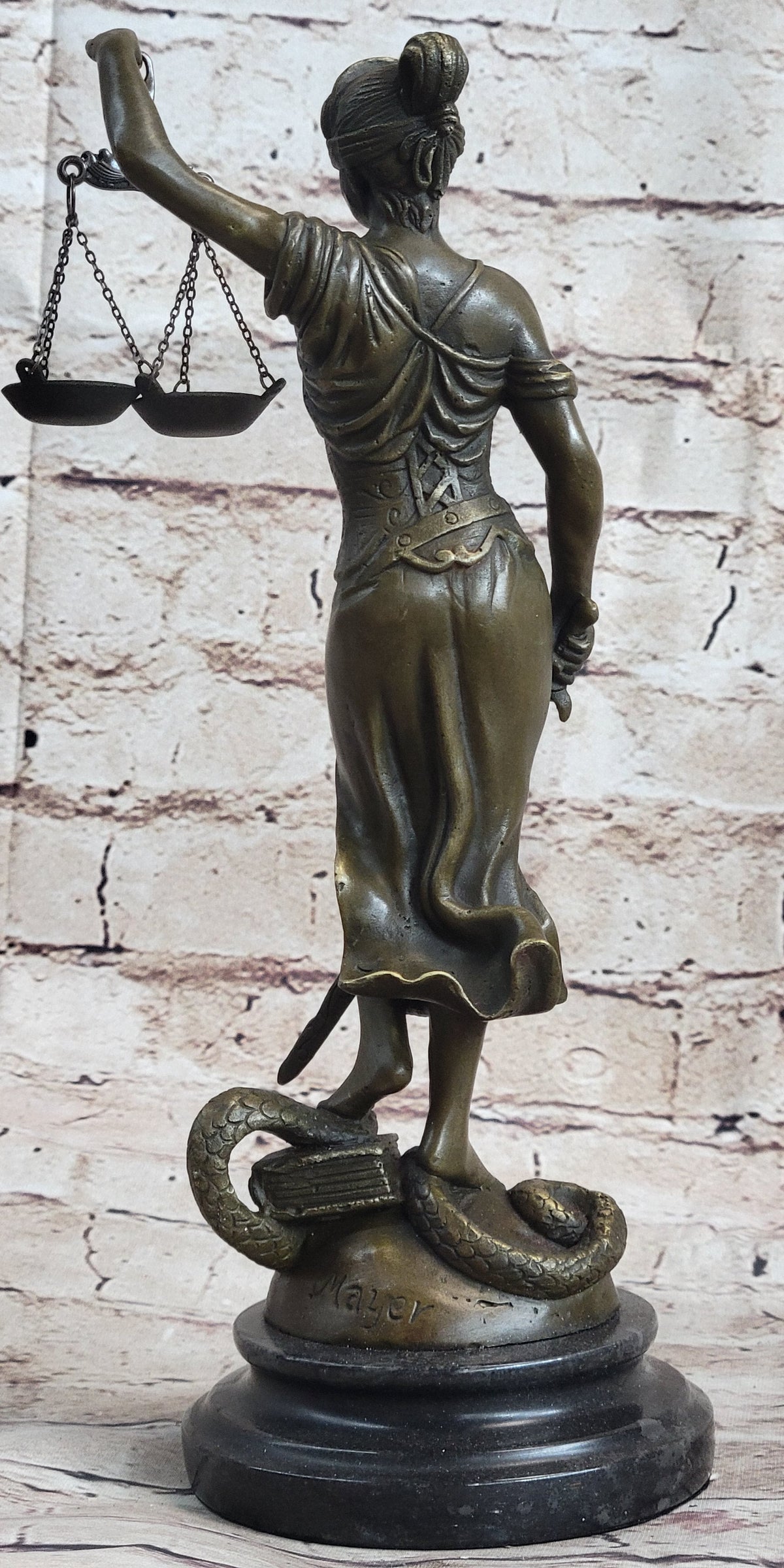 Bronze Blind Lady of Justice Scales Law Lawyer Attorney Office Statue Sculpture