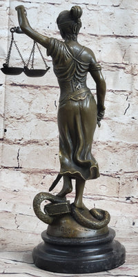 Bronze Blind Lady of Justice Scales Law Lawyer Attorney Office Statue Sculpture