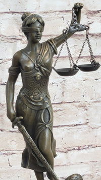 Bronze Blind Lady of Justice Scales Law Lawyer Attorney Office Statue Sculpture