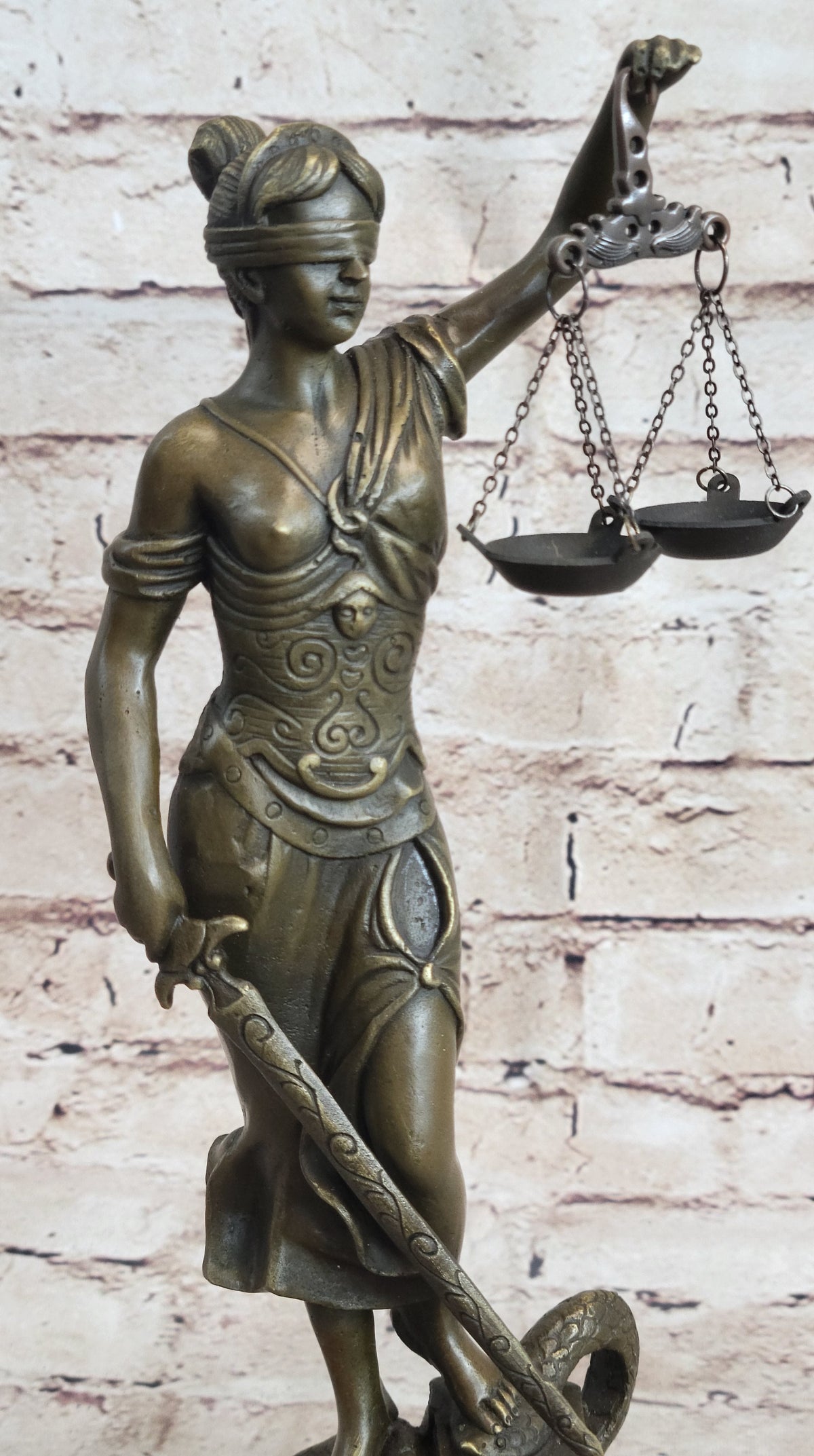 Bronze Blind Lady of Justice Scales Law Lawyer Attorney Office Statue Sculpture