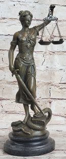 Bronze Blind Lady of Justice Scales Law Lawyer Attorney Office Statue Sculpture