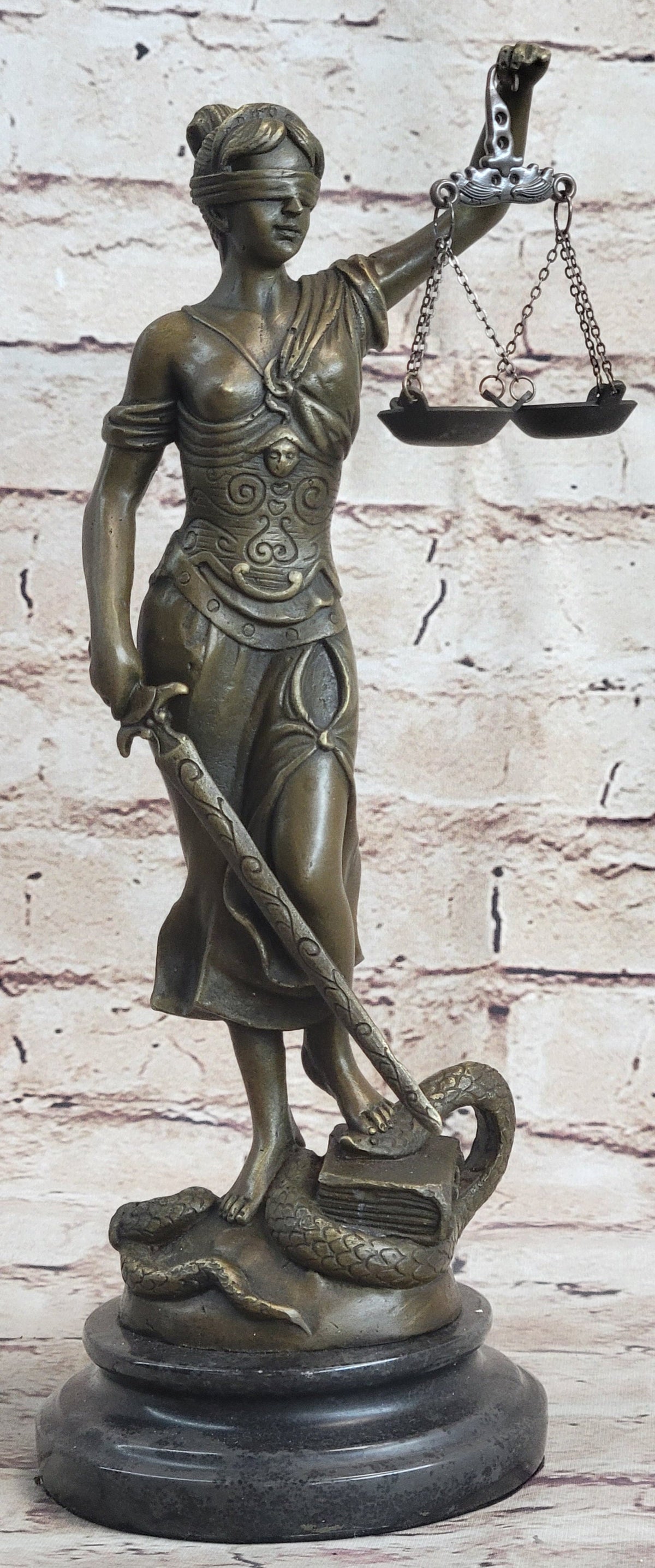 Bronze Blind Lady of Justice Scales Law Lawyer Attorney Office Statue Sculpture
