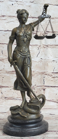 Bronze Blind Lady of Justice Scales Law Lawyer Attorney Office Statue Sculpture