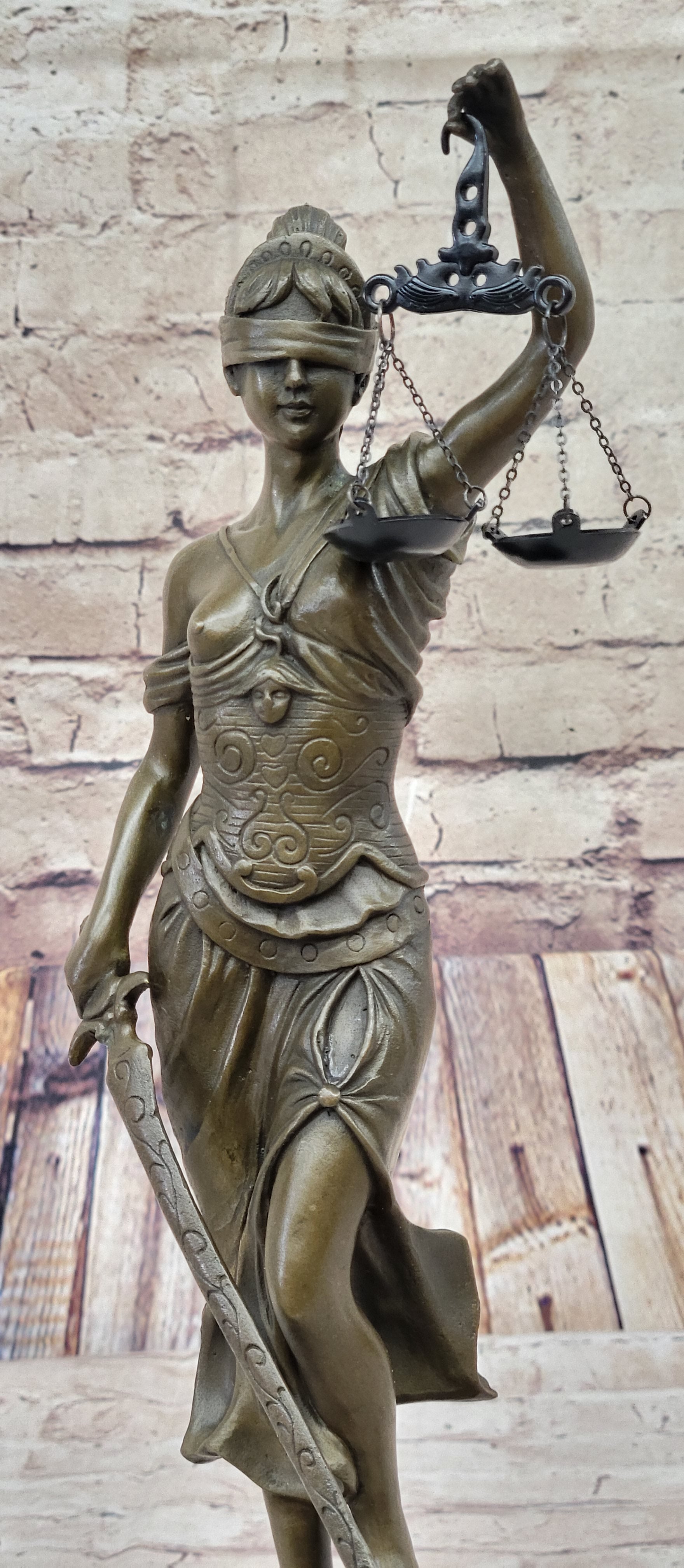 14” Heavy Solid Bronze Lady Blind Justice Themis