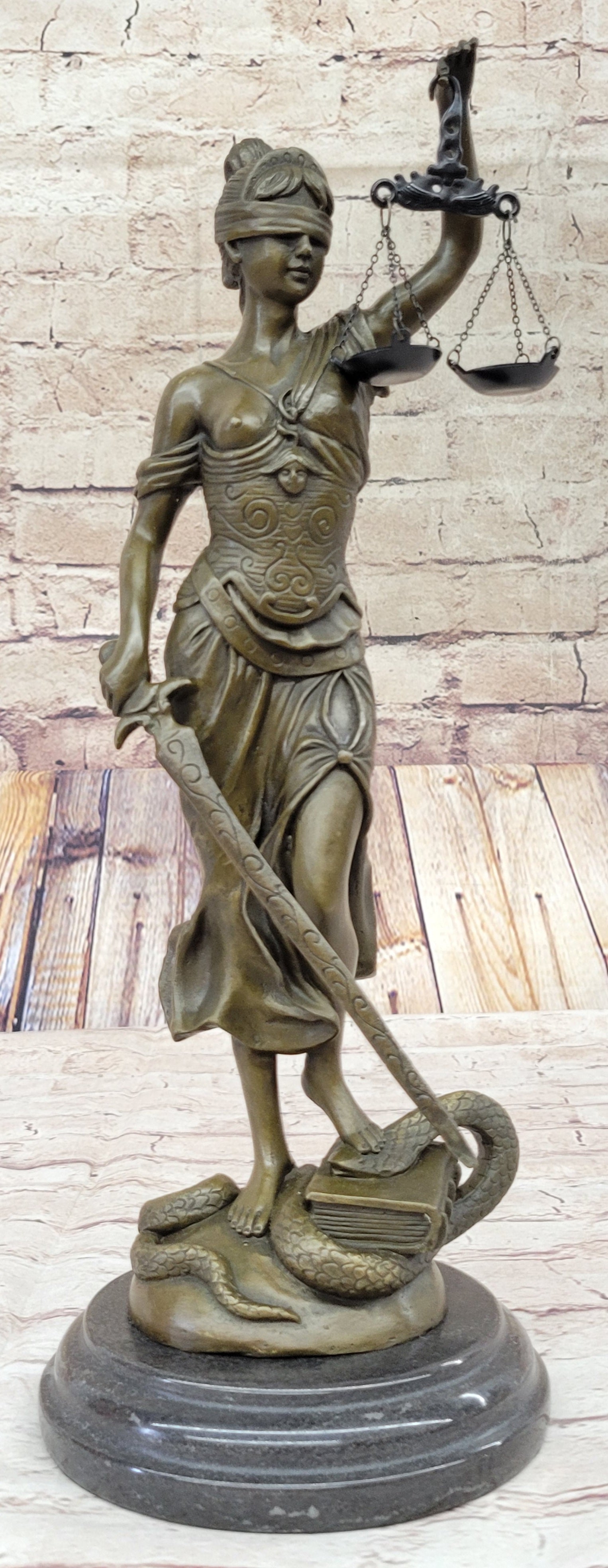 14” Heavy Solid Bronze Lady Blind Justice Themis
