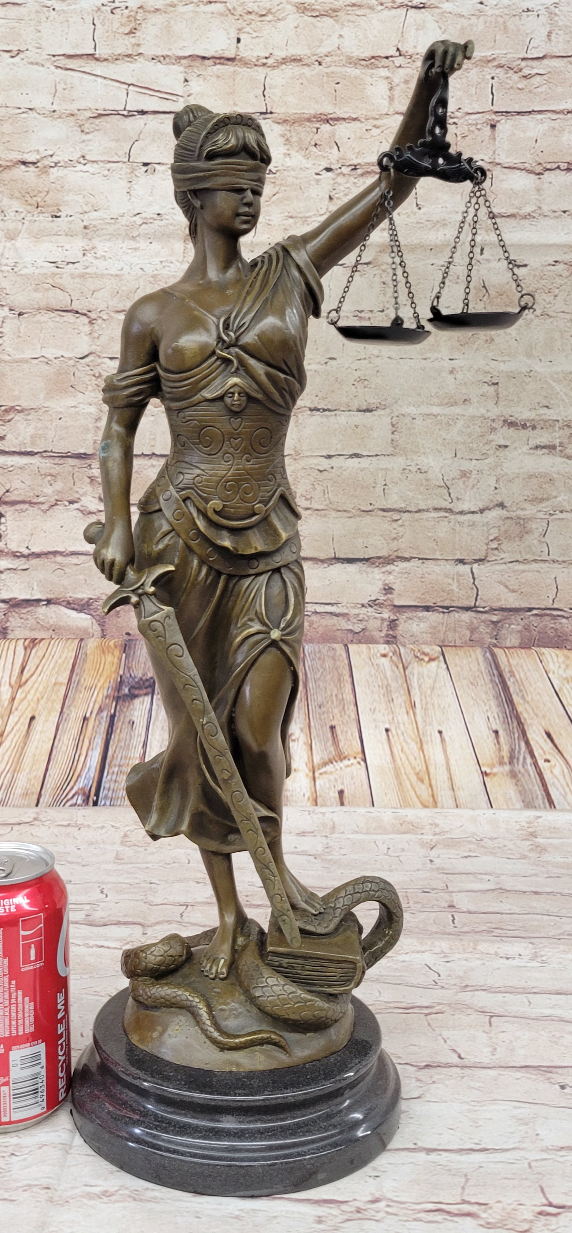 Themis Lady Justice Bronze Sculpture 19" x 8"