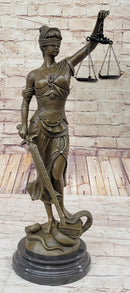 Themis Lady Justice Bronze Sculpture 19" x 8"