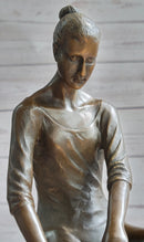Seated Ballerina Dancer Bronze Sculpture on Marble Base 14.5" x 8"