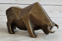Hot Cast Bronze Sharp Edged Bull Modern Art Sculpture Signed