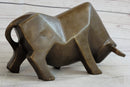 Hot Cast Bronze Sharp Edged Bull Modern Art Sculpture Signed