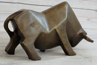 Hot Cast Bronze Sharp Edged Bull Modern Art Sculpture Signed