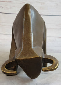 Hot Cast Bronze Sharp Edged Bull Modern Art Sculpture Signed
