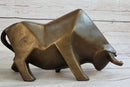 Hot Cast Bronze Sharp Edged Bull Modern Art Sculpture Signed