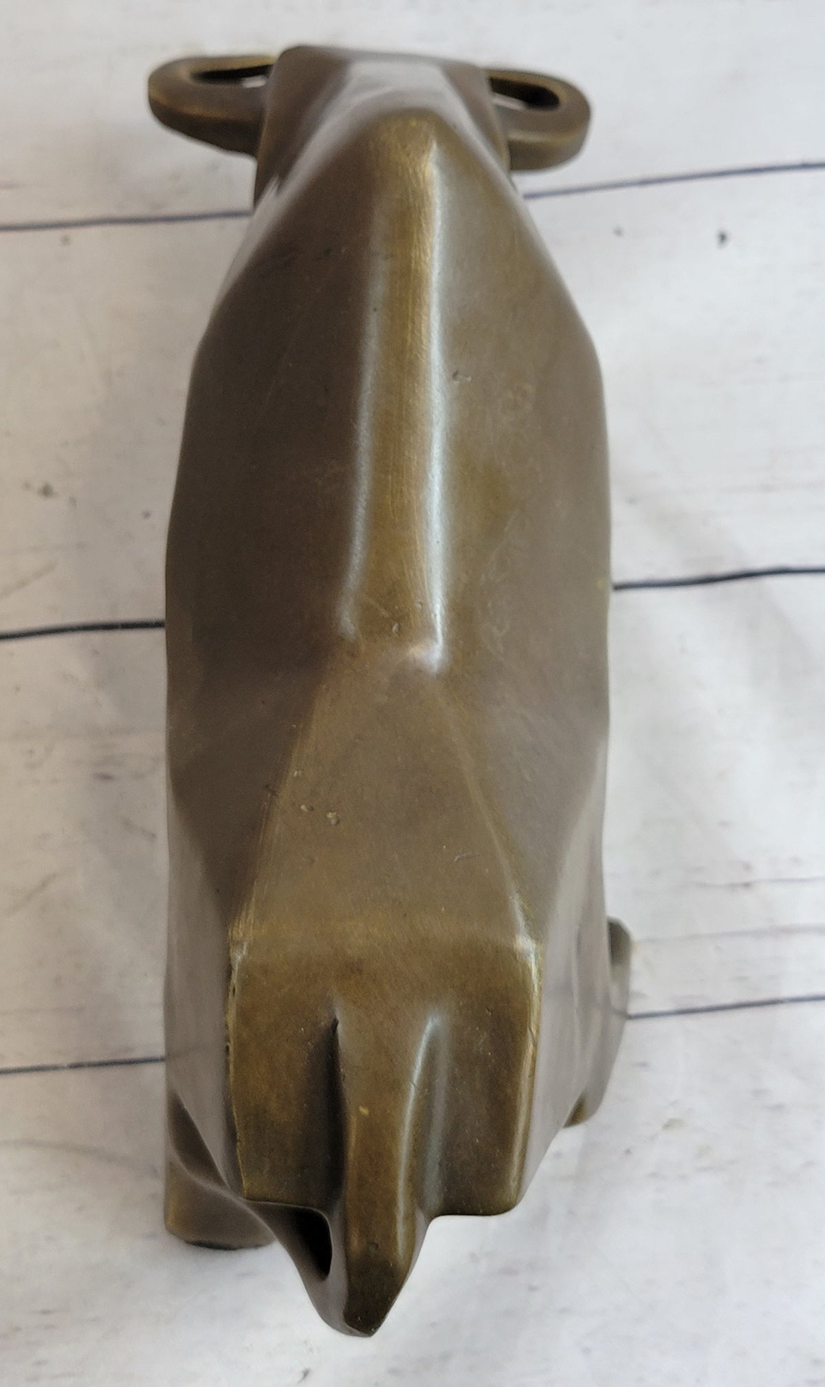 Hot Cast Bronze Sharp Edged Bull Modern Art Sculpture Signed