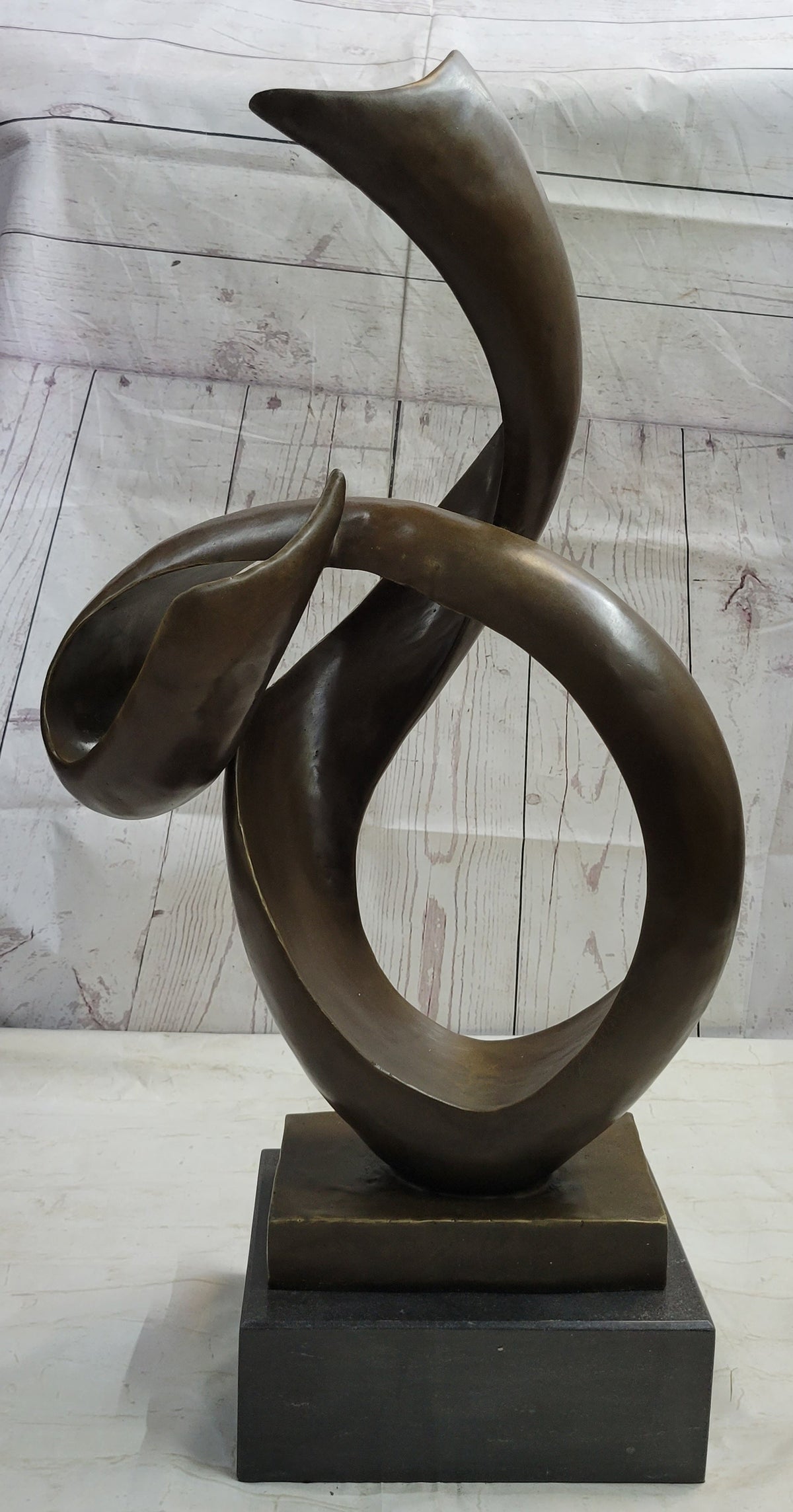 Abstract Geometric Cubism Bronze Metal Sculpture 30" x 18"