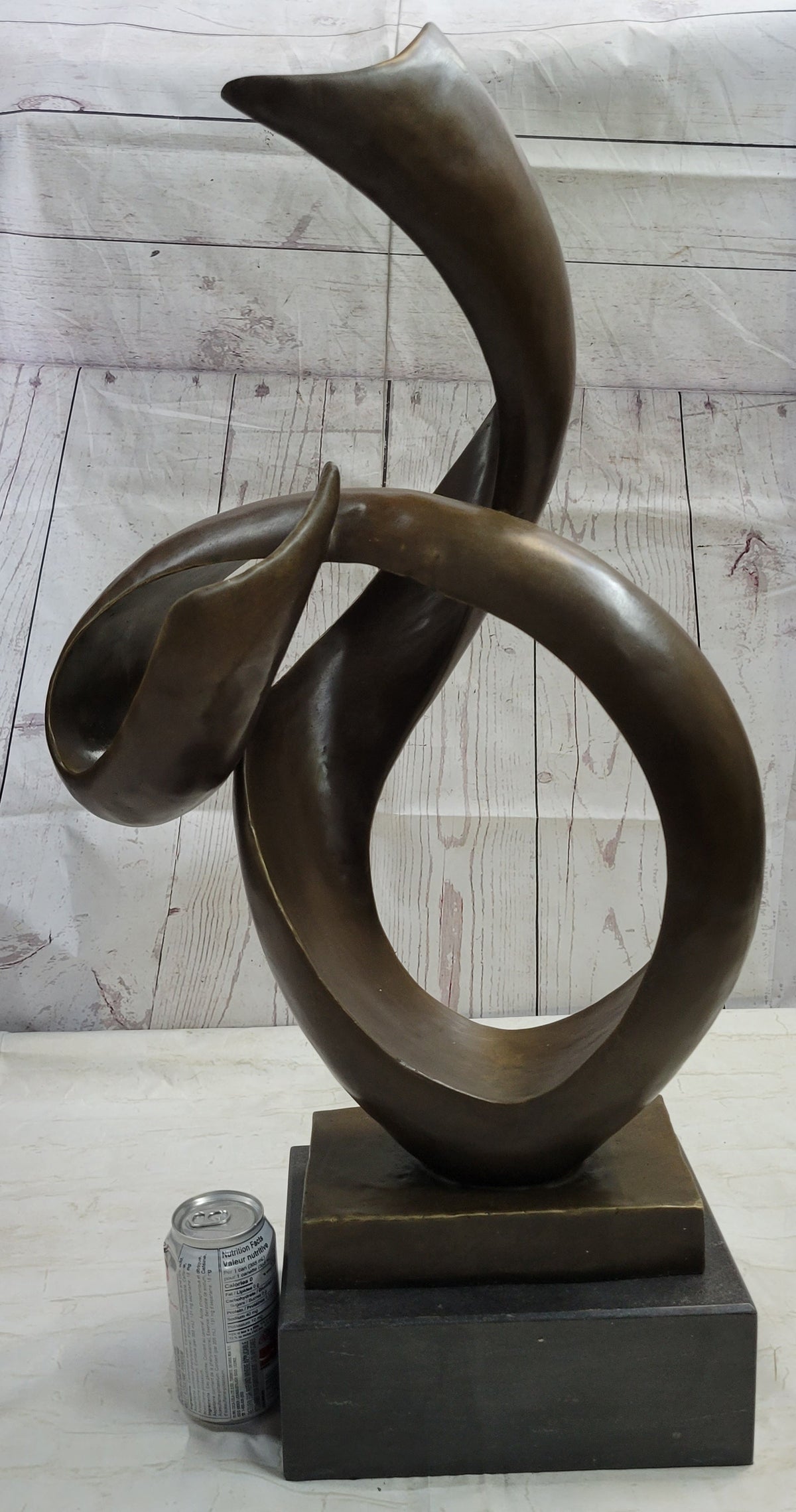 Abstract Geometric Cubism Bronze Metal Sculpture 30" x 18"